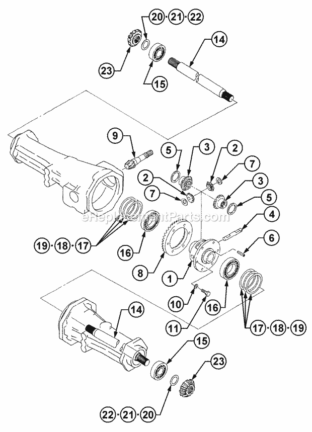 Axle, Mfd Front - Diff Case Assembly Diagram and Parts List for 54A-458D100, 590-603-100 Cub Cadet Lawn Tractor